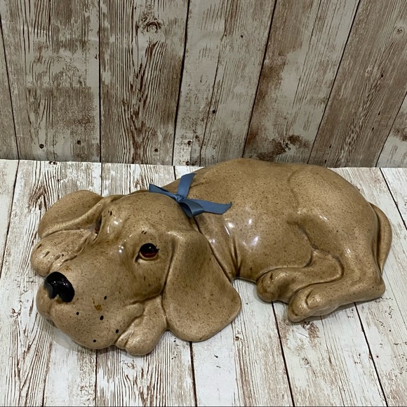 Vintage Ceramic Pottery Sleeping Hound Dog Sculpture Large Figurine - Picture 7 of 11